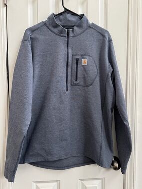 Carhartt Gray Half-Zip Pullover with Logo Patch